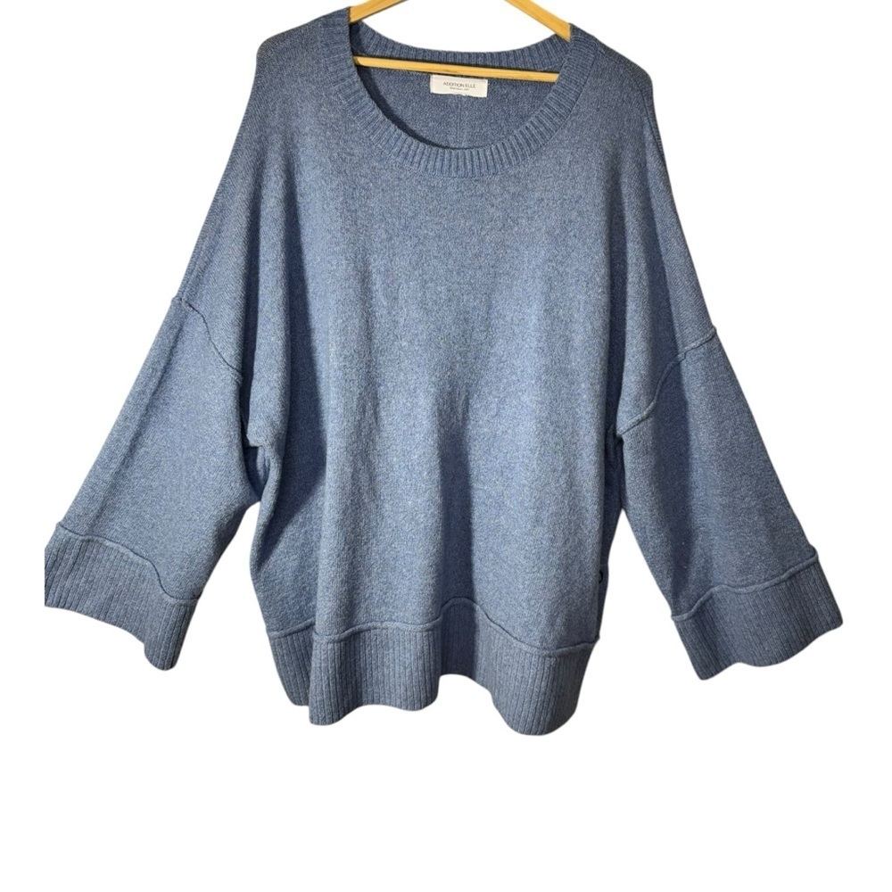 Addition Elle Blue Cropped 3/4 Sleeve Crew Neck Sweater Size 3x